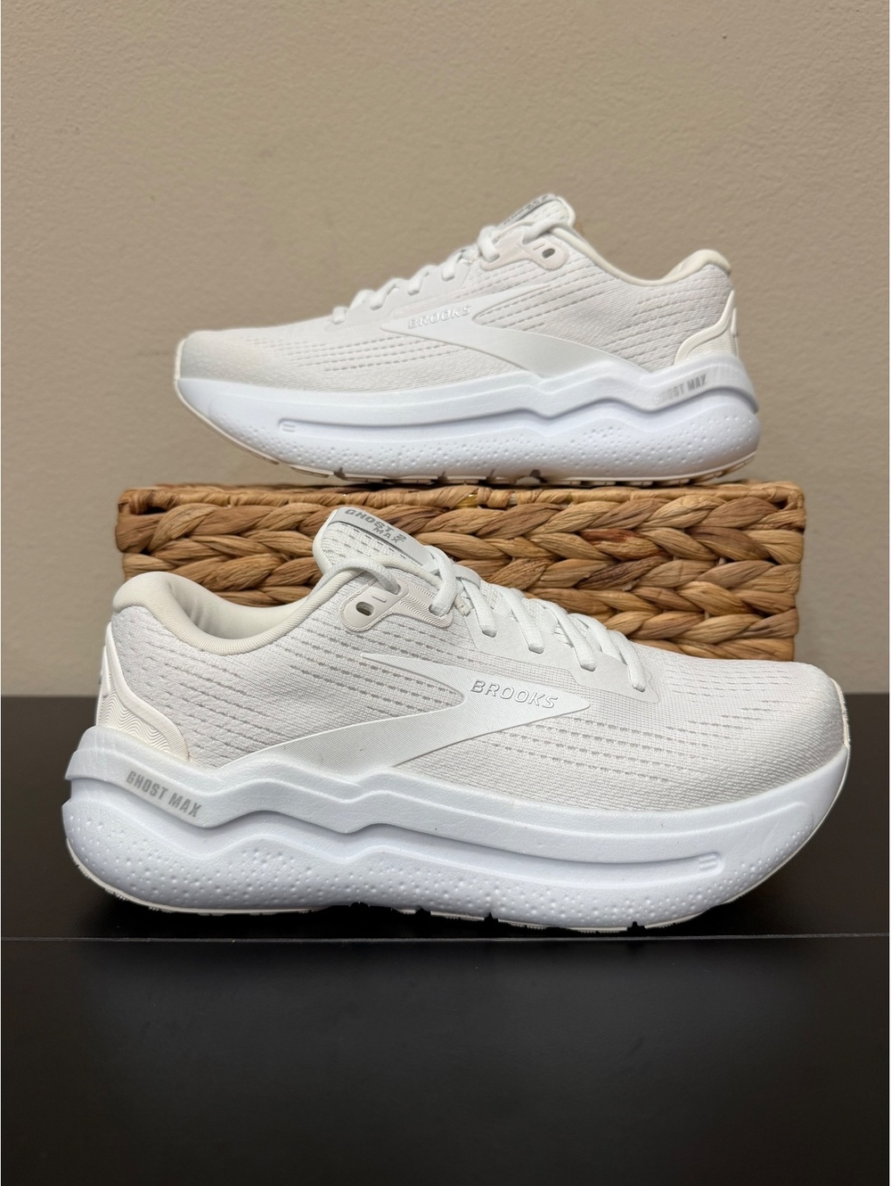 Size 8.5 - Brooks Women’s Ghost Max 2 “Triple White”